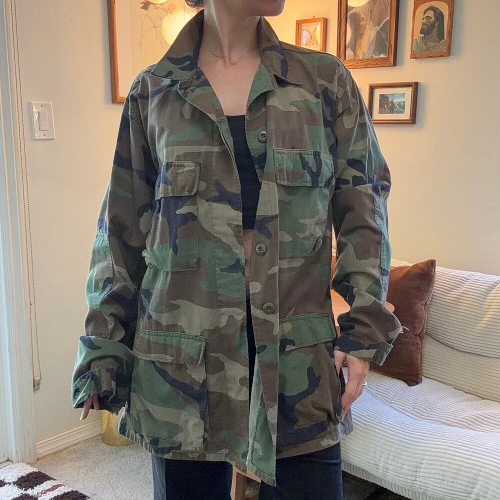Vintage Military BDU Camo Jacket Medium Reg Woodland Combat Coat